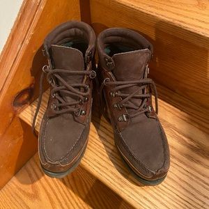 Eddie Bauer brown leather ankle boots Goretex lined EUC